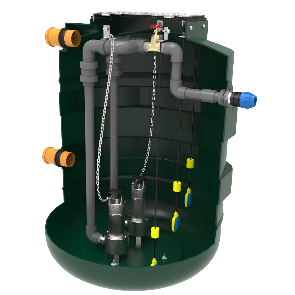 Harlequin 1550 Litre Effluent Pump Station - Twin Pump With High Level Alarm - Image 2
