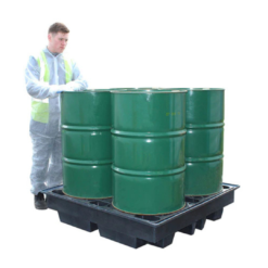 Recycled Low Profile 4 Drum Spill Pallet